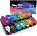 Extra große wöchentliche Pille Organizer 2 Mal pro Tag - luftdichte Pille Box 7 Tag - Am Pm Vitamin Case - Medizin Container Zwei Wochen Supplement Halter Tägliche Medikamentenspeicher XL zweimal Med Sorter Süß