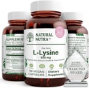 Natürliche Nutra L Lysine HCl, fördert Knochen Gesundheit und Wachstum, unterstützen Hautgesundheit, verbessern Vitamin C Absorption, hilft gebautes Kollagen, verbessern Calcium Absorption, Non-GMO, Vegan, 500 mg, 50 Kapseln.