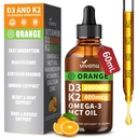 VivoNu Vitamin D3 K2 Drops, D3 20000 IU & K2 as MK-7 400mcg with Magnesium, Calcium