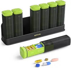 Wöchentliche Pille Organizer 3X pro Tag, Detachable Pille Box 7 Tage, Große 3 mal täglich Pille Fall, Reise Pille Containerhalter, Woche Medikamente Spender Pille für Vitamin Supplement Medizin, Grün