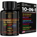 Magnesium 10X Complex – 900mg Elemental Magnesium | Glycinate, Gluconate, Malate, Orotate, Carbonate, Asparate, Taurate, Citrate, Bisglycinate, Ascorbate + Vitamin B6 for Superior Absorption