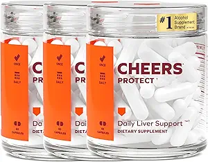 Cheers Protect | Daily Liver Supplement für Trinker mit L-Cystein + DHM | Erhöhen Glutathione Levels | 90 Dosierungen | Cystein, Dihydromyricetin, Milchdistel, Krickly Pear, B-Vitamine, Ginger