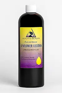 Lecithin Sunflower Unbleached Fluid Liquid Emulgator Emollient Stabilizer Pure 16 oz
