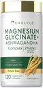 Carlyle Magnesium Glycinate with Ashwagandha | 120 Vegetarian Capsules | Potent Duo | Non-GMO and Gluten Free Supplement