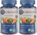 Garden of Life Organics Men 40+ Gummy Vitamins - Berry - Certified Organic, Non-GMO, Vegan, Kosher Complete Multi - Methyl B12, C & D3 - Gluten, Soy & Dairy Free, 120 Real Fruit Gummies, (Pack of 2)