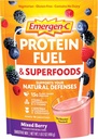 Emergen-C Protein Powder Fuel & Superfoods (16 Servierungen, Mixed Berry Flavor) Pflanzenbasierte und vegetarische Shake Mix mit Bio-Superfoods, Vitamin C & andere Antioxidantien