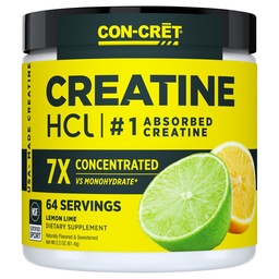 KON-CRET Kreatin HCI Pulver | Muskel, kognitiv, Cellular Energy Support | No Bloating or Cramps | USA Made & NSF Zertifiziert | Lemon Lime (64 Servieren)