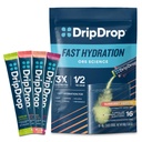 DripDrop Hydration Packets - Sunburst Variety Pack - Single Serve Electrolytes Powder Drink Mix - Lemon Lime, Strawberry, Peach, Black Cherry - Non-GMO, Gluten Free, Vegan - 16 Sticks