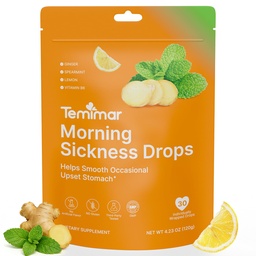 Morning Sickness Drops, Nausea Relief for Pregnant Women, Ginger Candy for Upset Stomach & Motion Sickness Relief, Added Vitamin B6 for Pregnancy Nausea Relief, 30 Individually Lozenges