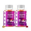 Vitamatic Prebiotic Fiber Gummies for Digestive Health & Regularity, Extra Strength, 7g Fiber per Serving, Zero Sugar Added, Made in USA, 60 Count (2 Pack)