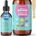 Zeolite Detox for Kids and Adults, 200mg Zeolite Liquid Drops with 1000mcg Vitamin B12, Organic Chlorella, 10 billion CFU & Prebiotics for Gut Support & Speech, Immune, Bone, Energy*, Strawberry, 60ML