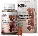 Wild & Organic Mushroom Gummies - Lion's Mane, Cordyceps, Turkey Tail, Reishi, Chaga, Maitake - 10-in-1 Complex - Pilz-Ergänzungsgummis für Immun- und Hirnunterstützung - 60 Count