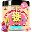 Saffron Gummies for Kids & Adults – Calm Focus Mood Support Gummies for Kids 4+ with Magnesium Glycinate, Vegan Omega-3 DHA EPA, L-Theanine, Lion’s Mane, Brain & Immune Support, Sugar Free,120 Ct