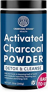 Charcoal House Detox and Cleanse USP Medical Grade Coconut Shell aktiviert Charcoal Pulver - mit hoher Adsorptive & Fast Acting Capacity - Pulvered, Edible & Nutritional - 24 oz