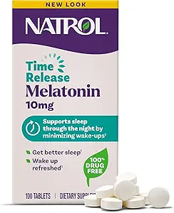 Natrol Advanced Sleep Melatonin 10mg, Nahrungsergänzung für restful Sleep, Time Release Melatonin Tabletten, 100 Time-Release Tabletten, 100 Tage Versorgung (Pack von 12)