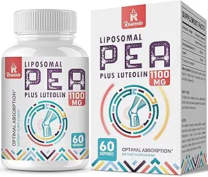 Liposomal Palmitoylethanolamid 1000 mg + Luteolin 100 mg, Micronized Pea 99% Hochgereinigt - Verbesserte Absorption und Bioverfügbarkeit, 240 Softgels