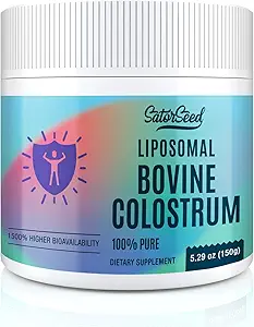 Liposomale Bovine Colostrum Powder Supplement 100% reines Kolostrum, 1500% höhere Bioverfügbarkeit für Immun- und Gutgesundheit (60 Servierungen)