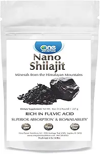 One Planet Nutrition Nano Shilajit Powder 8 oz (454 Servierungen), 40-60% Fulvic Acid, Nano for Enhanced Absorption, unterstützt Gesamt Wellness, Non-GMO, Vegan, Glutenfrei
