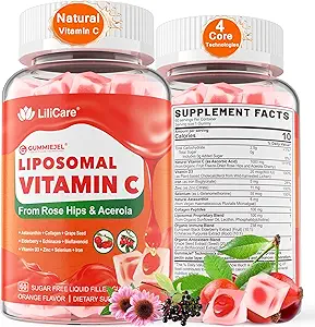Natürliche Liposomale Vitamin C 1000mg Gummi für Erwachsene Kinder 9+, 1660mg Kaubares Vitamin C w/ 11mg Zink, D3, Elderberry, Echinacea, Bioflavonoid, Immununterstützung - Bio VIT C aus Früchten, Zuckerfrei