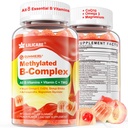 Super-Methylated Vitamin B Complex Gummies - Alle B Vitamine + Omega-3, Magnesium, CoQ10, Ashwagandha, Vitamin C, TMG- Für Frauen Männer- Methyl B12 2000 mcg, Methylfolat, B1,B2, B3,B5,B6,B7- Zuckerfrei