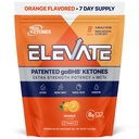 Real Ketones MCT & BHB Exogenous Ketones Drink Mix Packets Elevate Keto Electrolytes Powder Packets No Sugar with 4 Main Electrolytes Plus Hydrating Proprietary Keto BHB - 7-Pack Orange