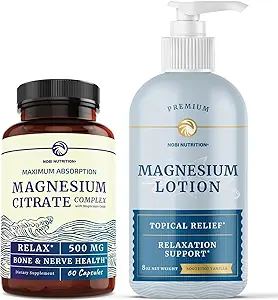 Magnesium Lotion und Magnesium Citrat Ergänzung | Vollkörper Magnesium Unterstützung für Körper und Geist mit 8 Fl Oz topal Magnesium Plus 1 Monat Versorgung Magnesium Complex Pillen
