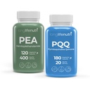 LongLifeNutri Palmitoylethanolamide (Pea) 400 mg + PQQ 20 mg Bundle - 120 + 180 Vegetarian Capsules, 4-6 Month Supply, Discomfort Management & Mental Performance, Made in USA