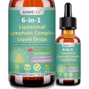 Lymphatic Drainage Drops, 6-IN-1 Lymphatic Complex w. Burdock Dandelion Kelp Cleavers, New Maximum Potency Lymph System Support for Bloat Balance Cortisol Immune Full Body Detox & Skin Vitality