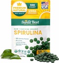 Sunlit Best Spirulina Tablets - Bio Spirulina Tablets USDA Premium 500 Count - Natürliche Spirulinas Organic Burst für Immununterstützung Muskelwachstum, Energie Boost w/Chlorophyll - High Protein, Non GMO
