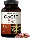 NatureBell CoQ10 200mg mit PQQ, 240 Veggie Kapseln | Stabile hohe Absorptionsform – Antioxidans Unterstützung für Herz, & Energie Gesundheit – Extra Strength Coenzym Q10 Supplement