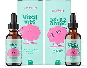 JoySpring Vitamin D Tropfen für Kleinkinder zu unterstützen Wachstum und tägliche Multivitamin mit Burdock Root & Elderberry für Kinder Immun Booster