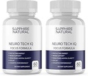 2 Pack Neuro Tech IQ Cerveau Supplément - Neurotech Iq Focus Formule Enhancement Pills (120 Capsules)