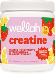 Wellah Creatine für Damen - Kreatin-Monohydrat mit Dandelion & Cranberry Extrakt (50 Servierungen, Erdbeer-Lemonade)