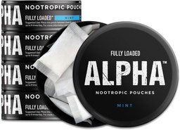 Voll geladen Alpha Nootropic Pouches (Mint) - 5 Dosen - 15 Beutel pro Dose - Effektive Nootropic Delivery, Nic Pouch Ersatz - Schnellere Absorption, Alpha GPC, L-Tyrosine, GABA