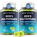 2 Pack Methylated Multivitamin for Men Gummies, BCAA Amino Acids, Zinc, Biotin, Vitamin A C E D3 K2 B Complex Calcium, Magnesium, Lycopene, Digestive Enzymes - Energy Muscle Immune - Sugar Free, Vegan