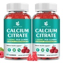 Sugar Free Calcium Citrate 1200mg with Vitamin D3 Supplements Gummies, Calcium Gummies with Vitamin D3, K2 for Women & Men, Raspberry Flavor, 60 Day Supply