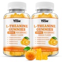 L-Theanine Gummies, Chewable L-Theanine Supplement for Adults & Kids 400mg with Ashwagandha, GABA, 5HTP for Relax, Zzz & Focus Support, Orange Flavor, 120 Counts