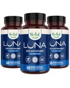 Nested Naturals Luna Melatonin Free, Non-Habit Forming Kräuter Schlafergänzung w/Chamomile, Valerian, L-Theanine, 180 Vegan Kapseln (60 Kapseln pro Flasche)