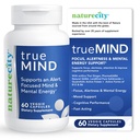 NatureCity True-Mind Focus, Alertness & Stress Support – Works up to 5 Hours - Caffeine-Free – Promotes Steady Daytime Energy. Mood & Productivity | 60 Veggie Capsules