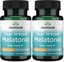 Swanson Triple Strength Melatonin - Natural Sleep Support for Disrupted Sleep Cycles - (60 Capsules, 10mg Each) (Pack of 2)
