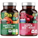 Number One Nutrition N1N Premium und Organic Superfood Greens and Beet Root Tablets für Immunität und Antioxidant-Unterstützung, verpackt mit Alfalfa, Spirulina und Gerste Grass, 120 Tabletten