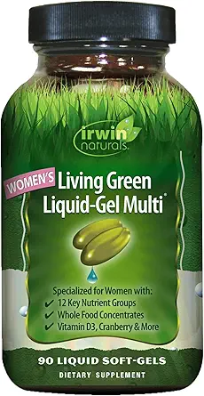 Irwin Naturals Women's Living Green Liquid-Gel Multi - 90 Liquid Softgels - Enthält 70 essentielle Nährstoffe, Vitamine & Mineralien