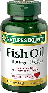 Bounty Fish Oil 1000 mg, Odorless, 120 Softgels rivestiti (Pack of 3)
