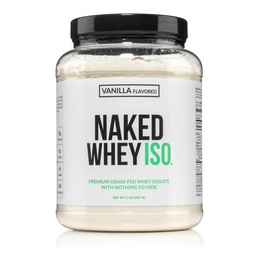 NAKED Vanilla Whey Isolate Protein - Only 4 Ingredients, 30g Grass-Fed Protein, Undenatured, No GMO, No Soy, Gluten-Free, No Preservatives - 24 Servings