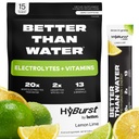 Better Than Electrolyte & Vitamin Supplement Powder, Drink Mix with B12, L-Theanine, D3, K2, Zinc, Magnesium, Potassium, Supports Calm Focus & Energy, Lemon Lime, 15 Pack
