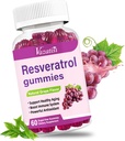 Hohe Reinheit Resveratrol Gummie, 98% Trans-Resveratrol mit Quercetin, Coq 10, Vitamin C, Reservatrol Ergänzung für Antioxidans, Anti-Aging, 60 Gummies