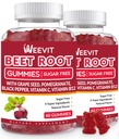 Beet Root Gummies, Nitric Oxid Supplement für Männer Frauen | Organic Beet Gummy mit Grape Seed, Granatapfel, Schwarz Pfeffer, Vitamin C, B12