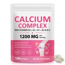 Calcium 1200mg with Vitamin D3 & K2 Softgels, High Absorption Calcium Supplement for Bone & Teeth Support, Daily Calcium for Women Men & Seniors, Easy to Swallow, 120 Softgels