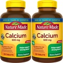 Nature Made Calcium 600 mg with Vitamin D3, Dietary Supplement for Bone Support, 220 Tablets - Pack of 2