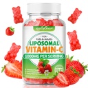 softbear Liposomal Vitamin C Gummies for Adults & Kids 1000mg, Chewable Vitamin C Supplement for Immune Support, Vegan/Organic/Sugar Free VIT C Gummies, Strawberry Flavor 60 Count